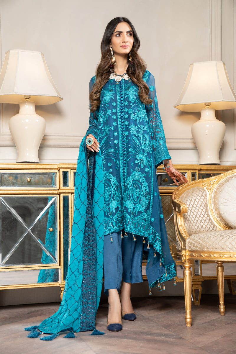 Luxury Formal Chiffon Embroidered Collection by Aleezay 08