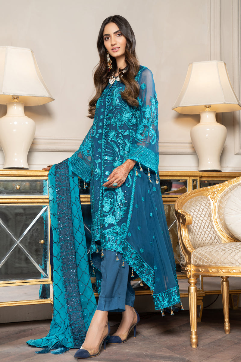 Luxury Formal Chiffon Embroidered Collection by Aleezay 08