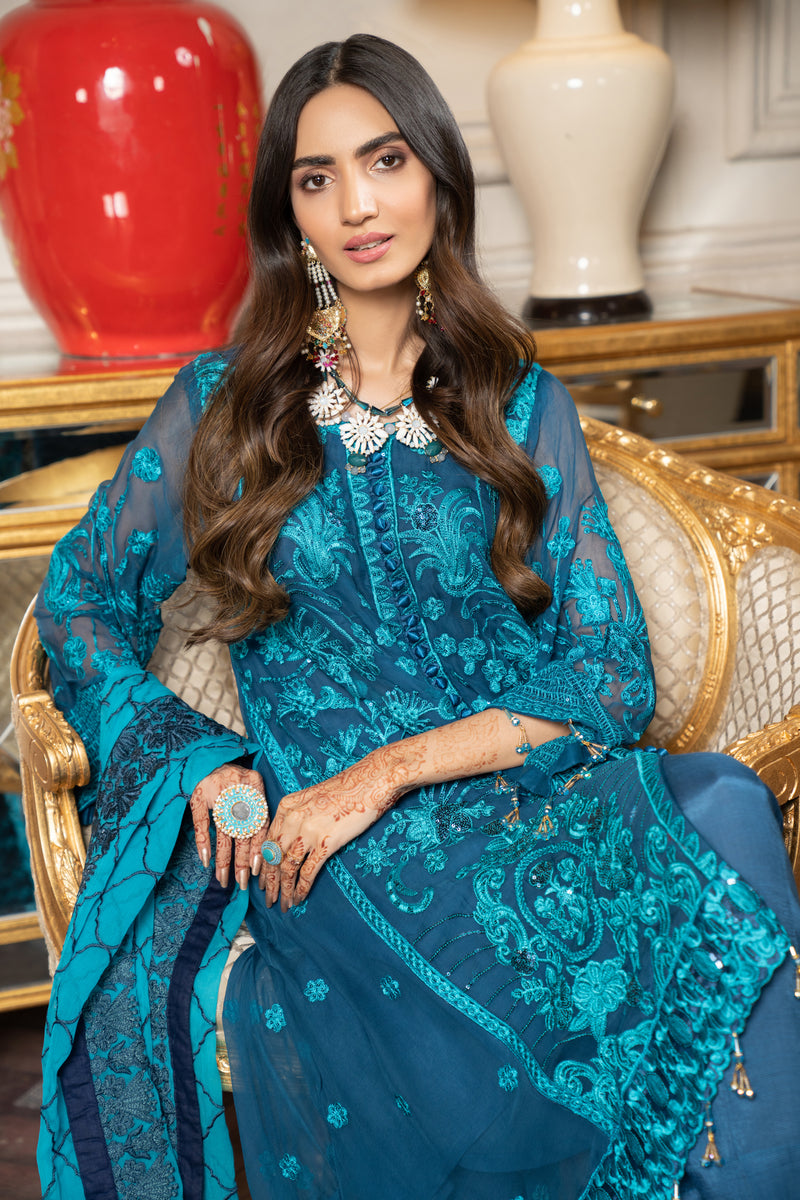 Luxury Formal Chiffon Embroidered Collection by Aleezay 08