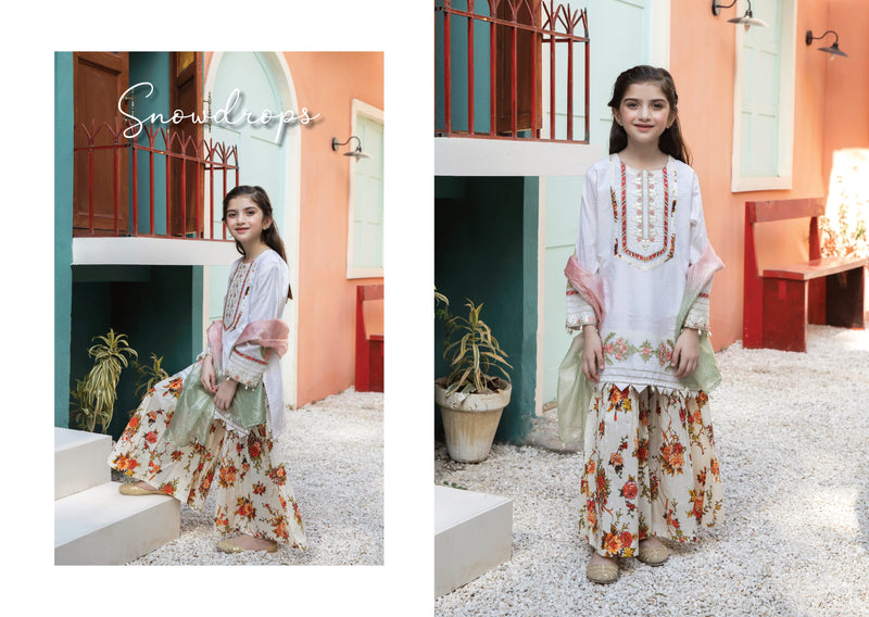Kids Eid Ready To Wear 3 Pcs Embroidered Lawn Collection 09
