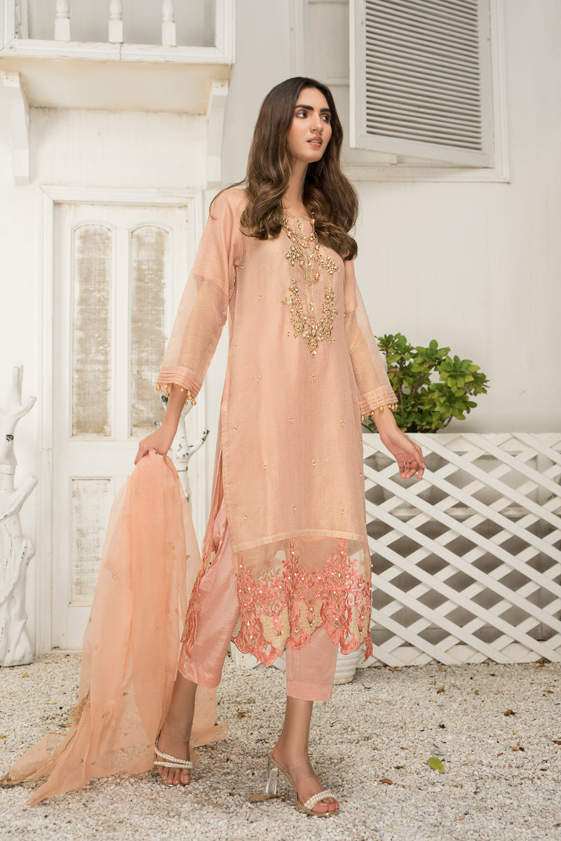 Ready To Wear 3 Pcs Semi Formal Embroidered Dress By ARWAH 06