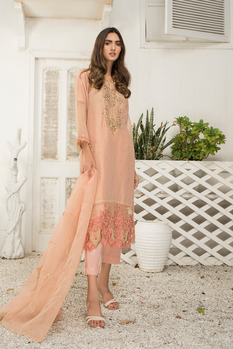 Ready To Wear 3 Pcs Semi Formal Embroidered Dress By ARWAH 06 The Zaibai Ready To Wear 3 Pcs Semi Formal Embroidered Dress By ARWAH 06 The Zaibai