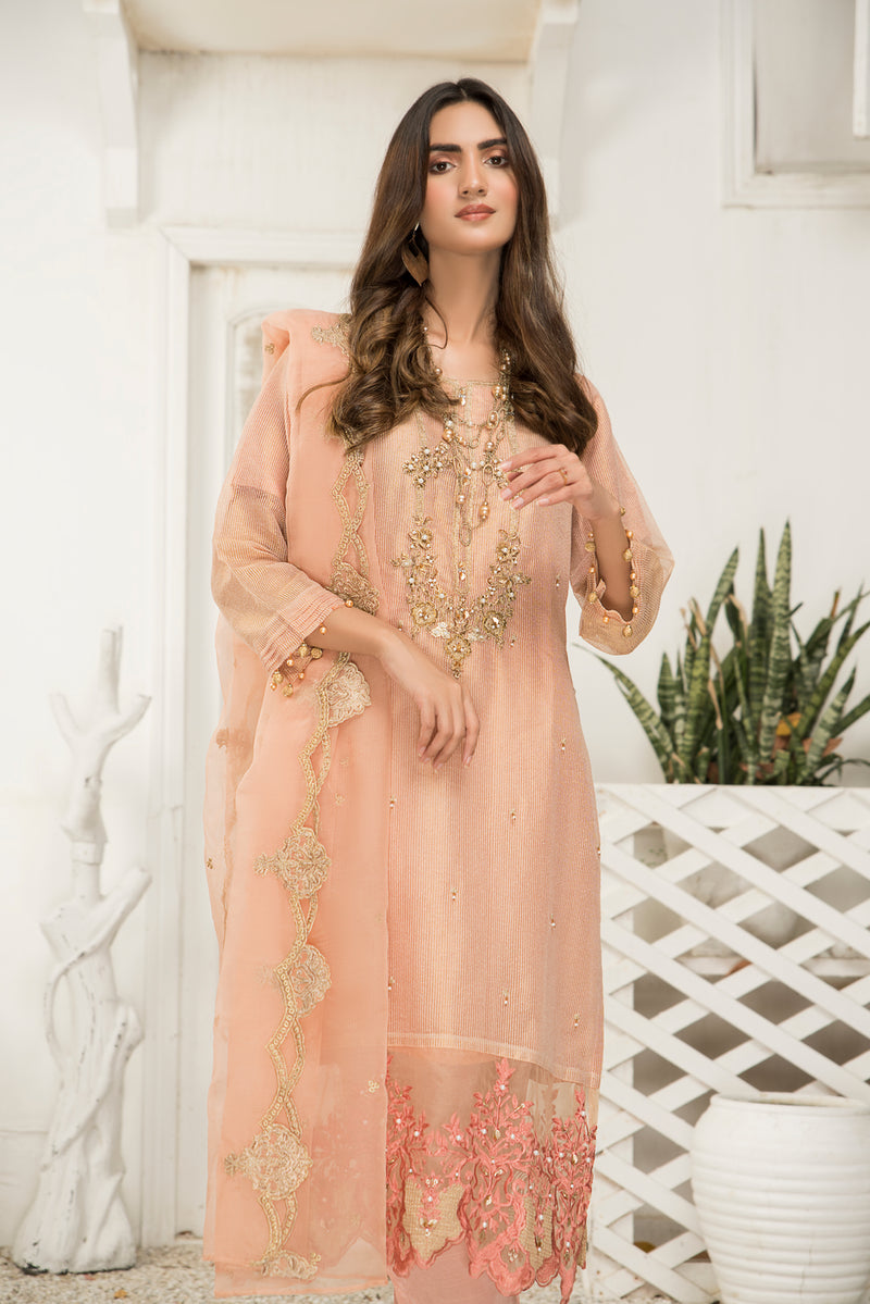 Ready To Wear 3 Pcs Semi Formal Embroidered Dress By ARWAH 06