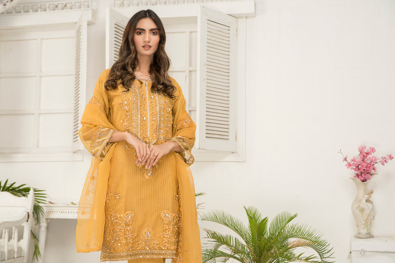 Ready To Wear 3 Pcs Semi Formal Embroidered Dress By ARWAH 07