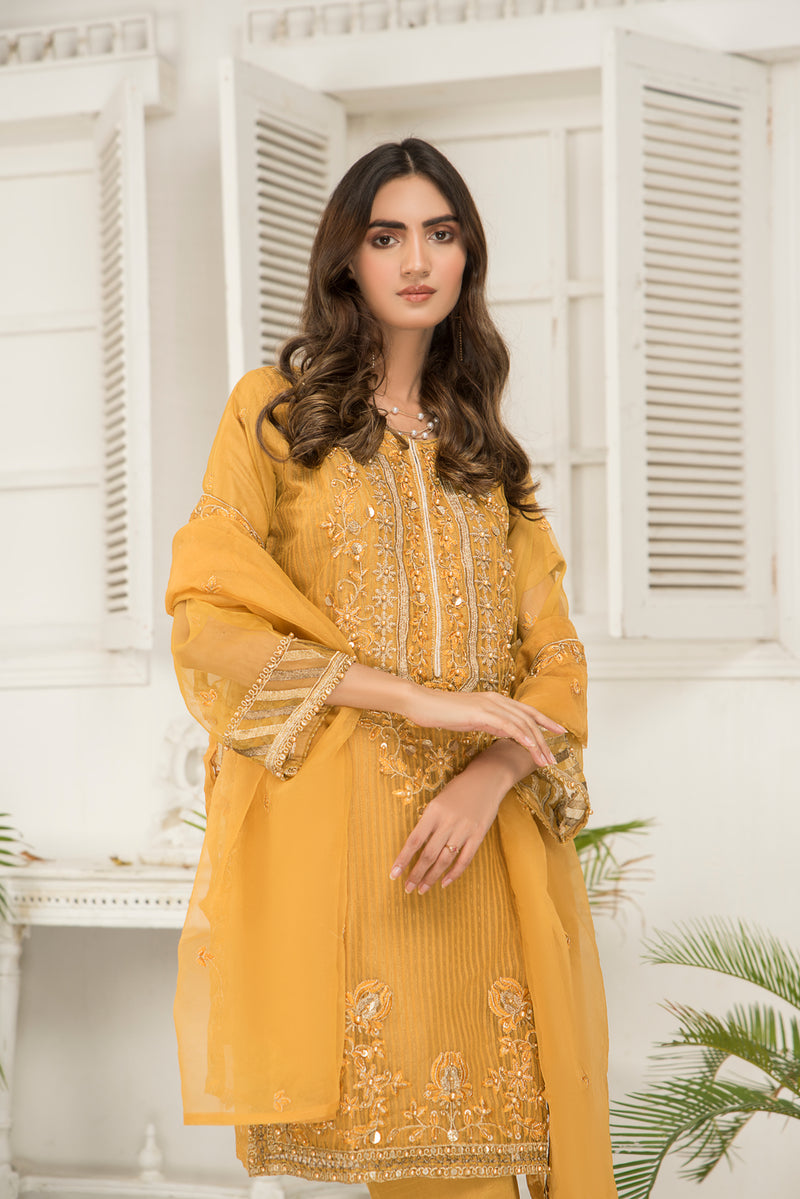 Ready To Wear 3 Pcs Semi Formal Embroidered Dress By ARWAH 07
