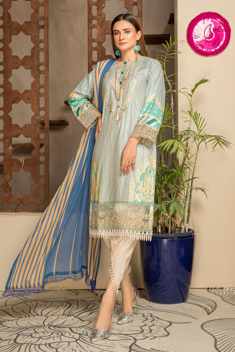 Embroidered Ready to Wear 3 Pcs Lawn Dress by Aabpara 03