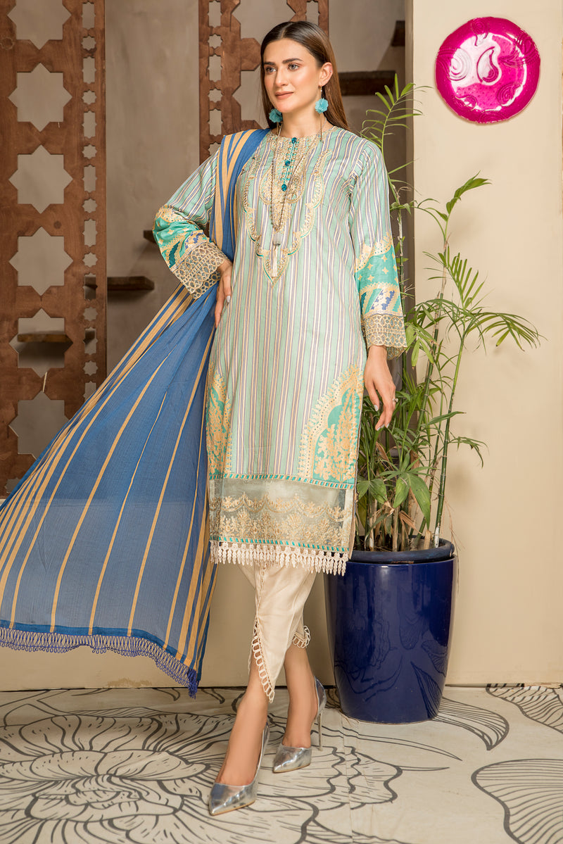 Embroidered Ready to Wear 3 Pcs Lawn Dress by Aabpara 03