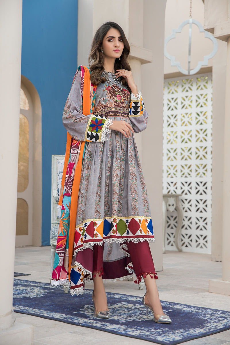 winter embroidered dresses Wool Midi Flare Dresses