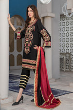 Winter Ready to Wear 3pc Embroidered Dress in Linen with wool shawl 09