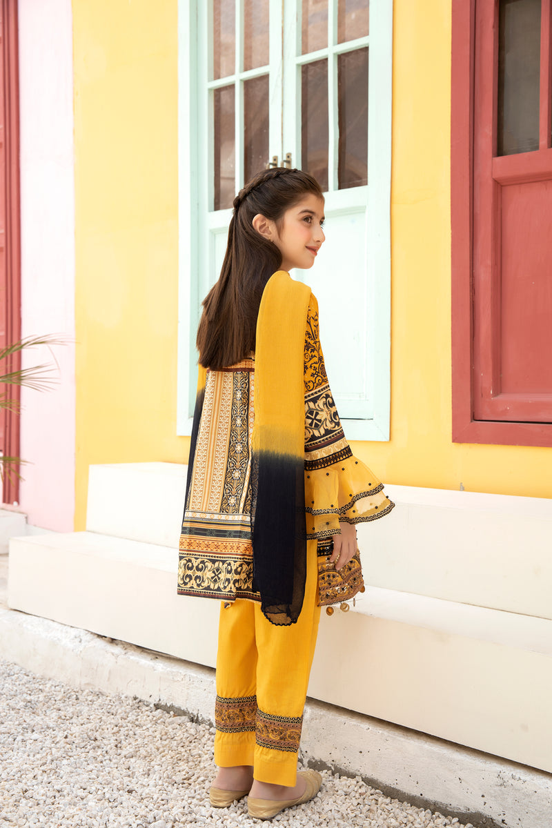 Kids Ready To Wear 3 Pcs Embroidered Lawn Collection by Mona 01