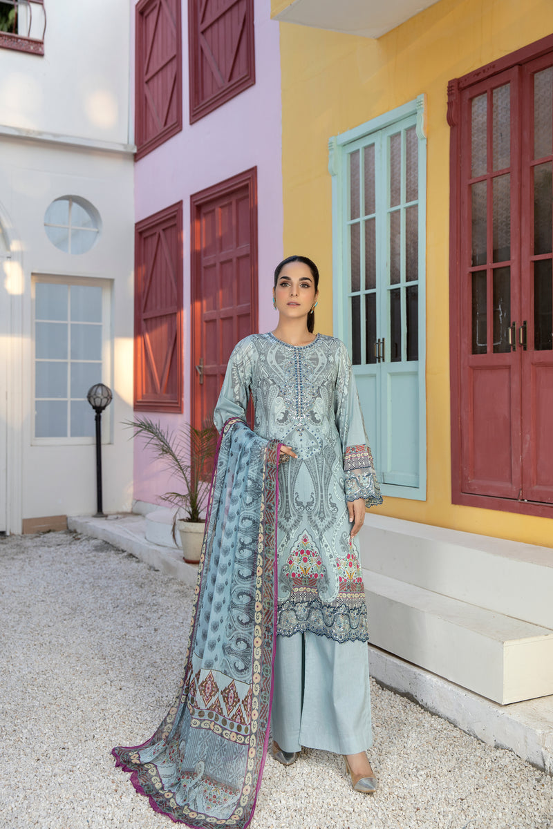 Ready To Wear 3 Pcs Embroidered Lawn Collection by Mona 02