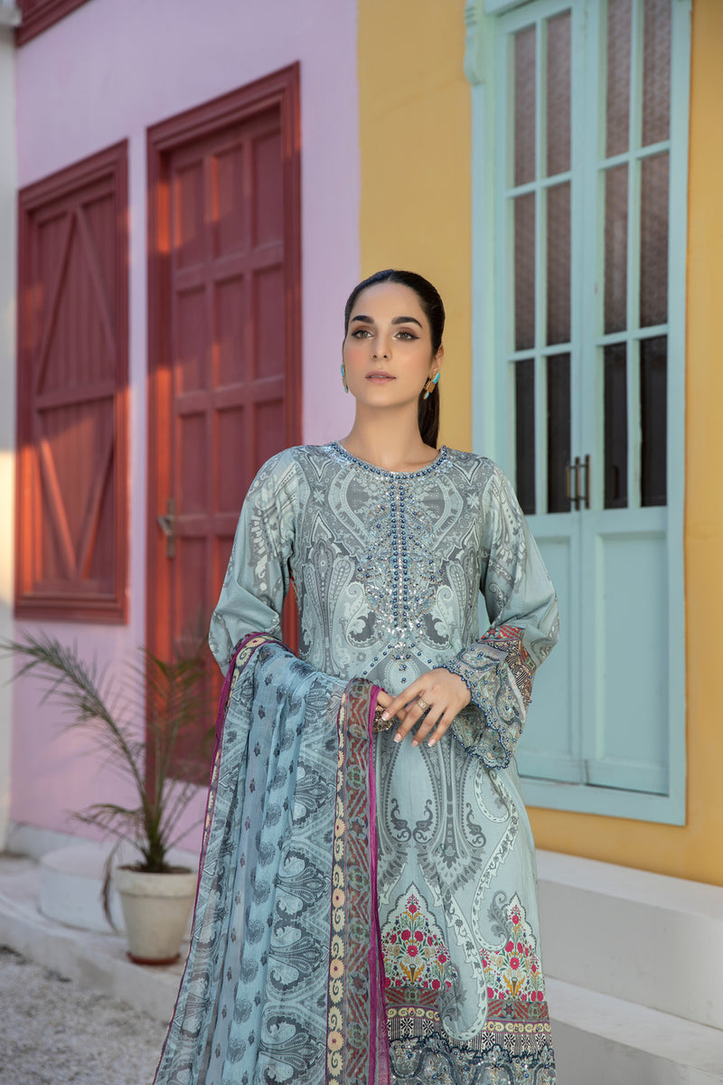 Ready To Wear 3 Pcs Embroidered Lawn Collection by Mona 02