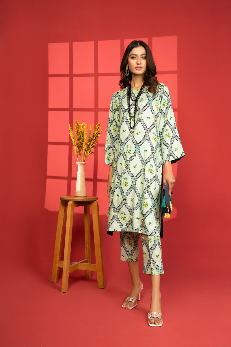 MISKI 2PC LINEN PRINTED DRESS 09