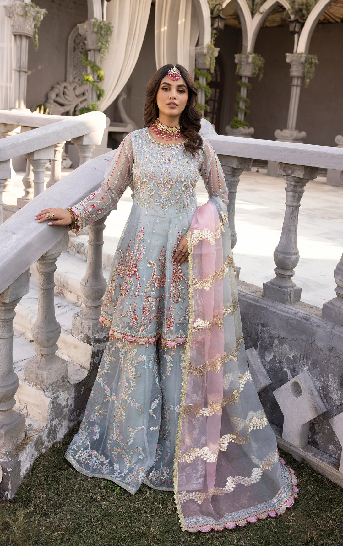 peplum pakistani dress Regal Lavender Pakistani Bridal Dress Peplum Style Lehenga CUSTOM