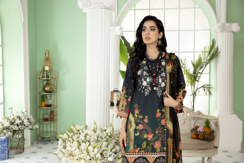 Ready To Wear 3 Pcs Embroidered Lawn Collection by Mona 07