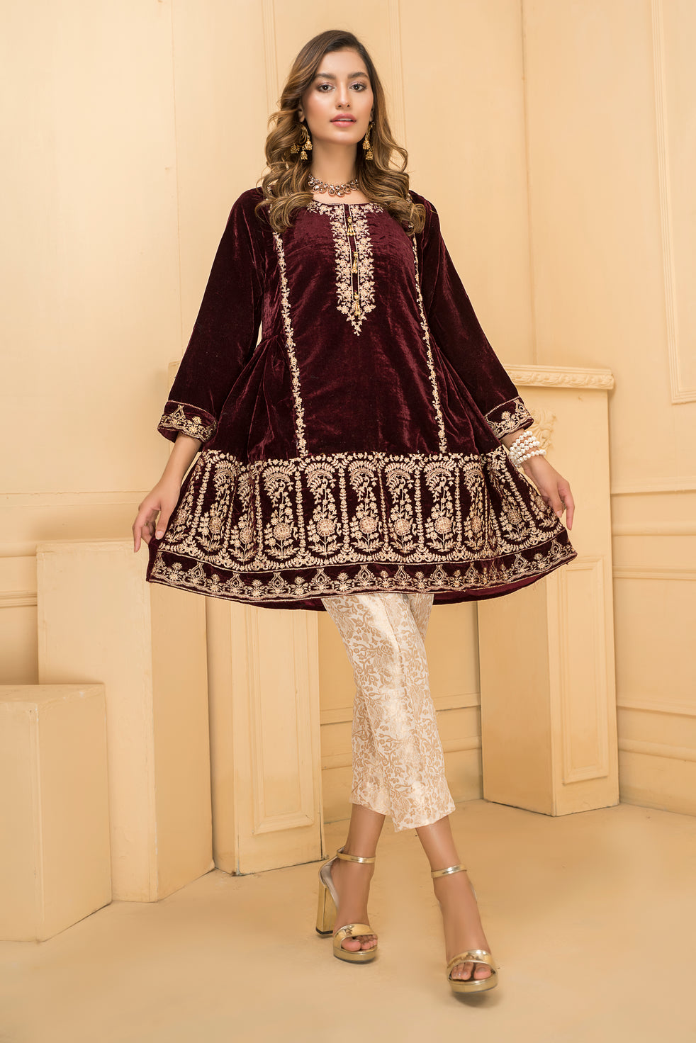 Ready To Wear 2 Pcs Velvet Dress By Zaiwa 01 – The Zaibai