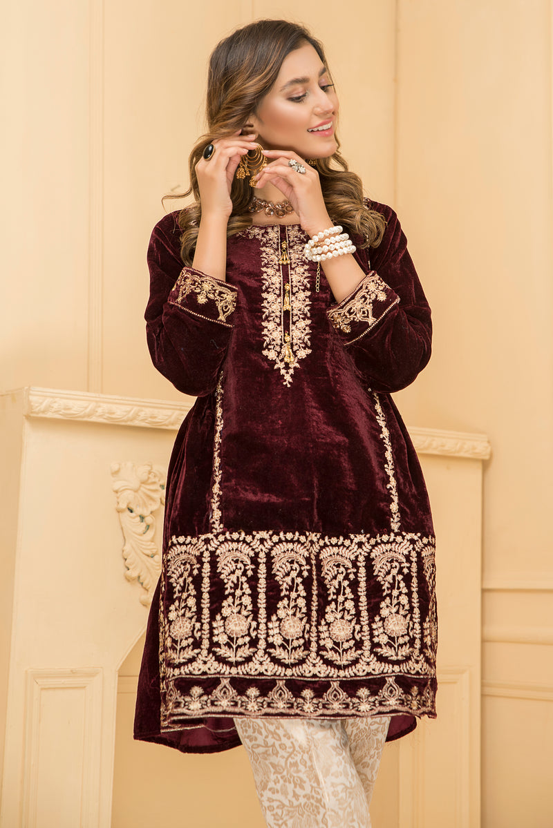 Ready To Wear 2 Pcs Velvet Dress By Zaiwa 01 The Zaibai Ready To Wear 2 Pcs Velvet Dress By Zaiwa 01 The Zaibai