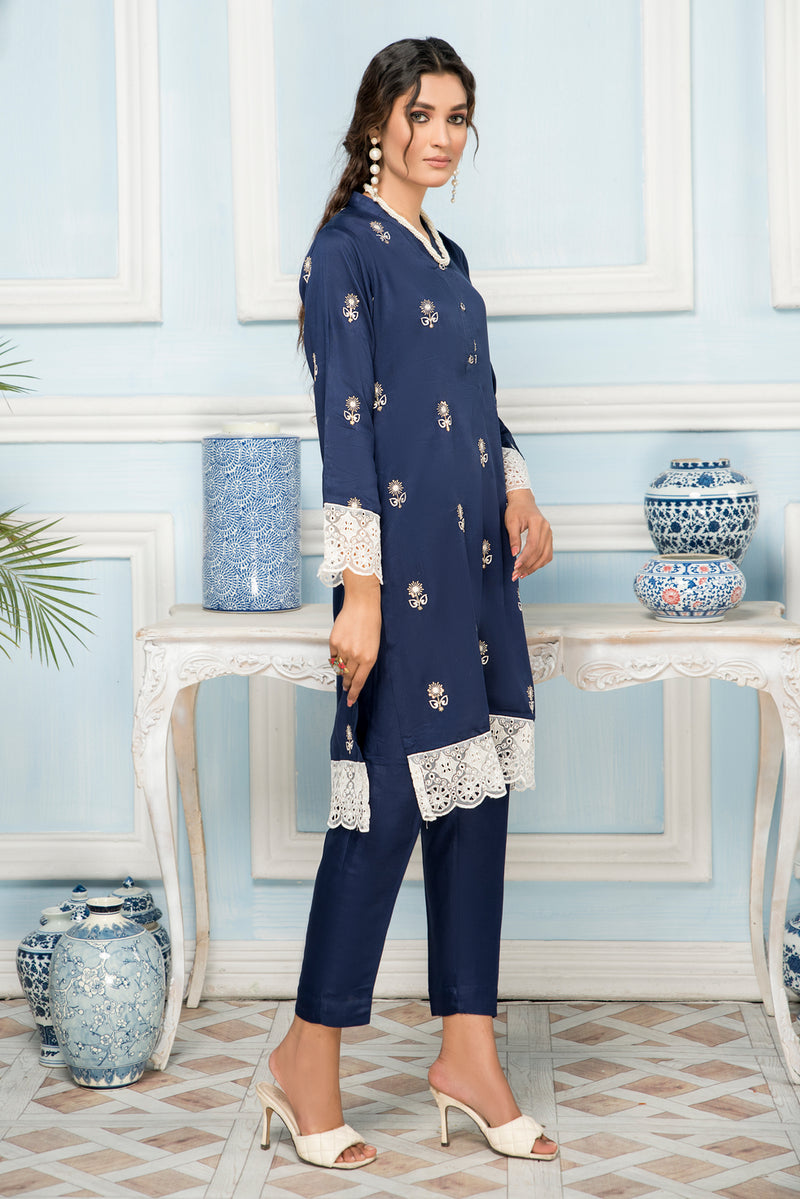 2 Pcs Embroidered Ready To Wear Linen Dress By ZAIWA 12
