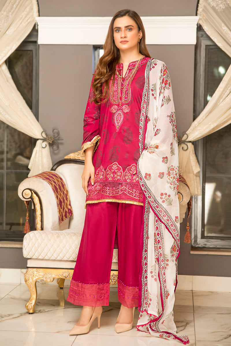 Ready to Wear 3 Pcs Lawn Embroidered Dress by Aabpara 07