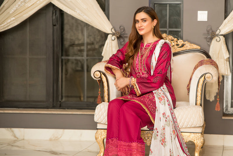Ready to Wear 3 Pcs Lawn Embroidered Dress by Aabpara 07