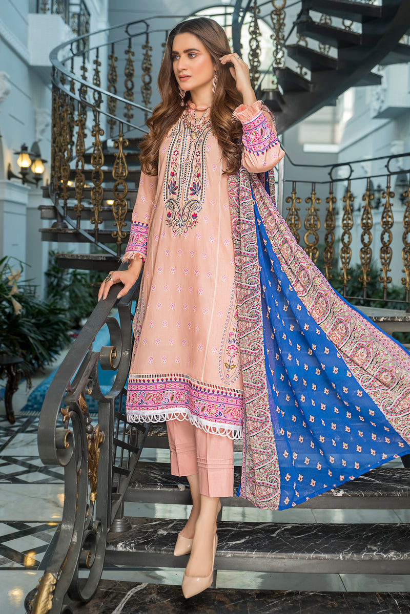 Ready to Wear 3 Pcs Lawn Embroidered Dress by Aabpara 01