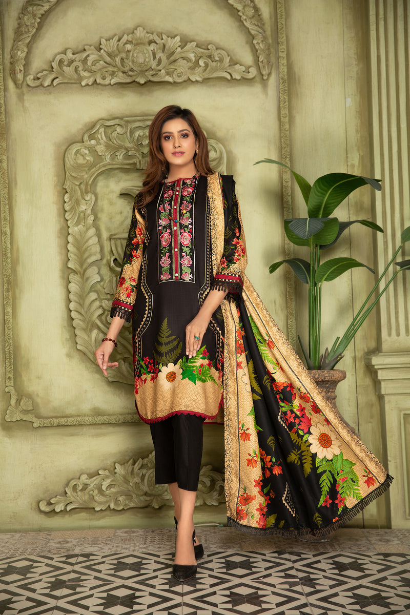 Winter Ready to Wear 3 Pcs Embroidered Dress by Aleezay 01
