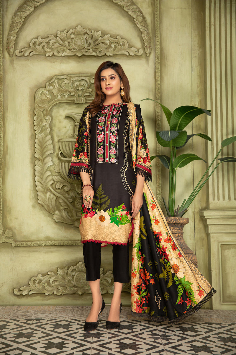 Winter Ready to Wear 3 Pcs Embroidered Dress by Aleezay 01