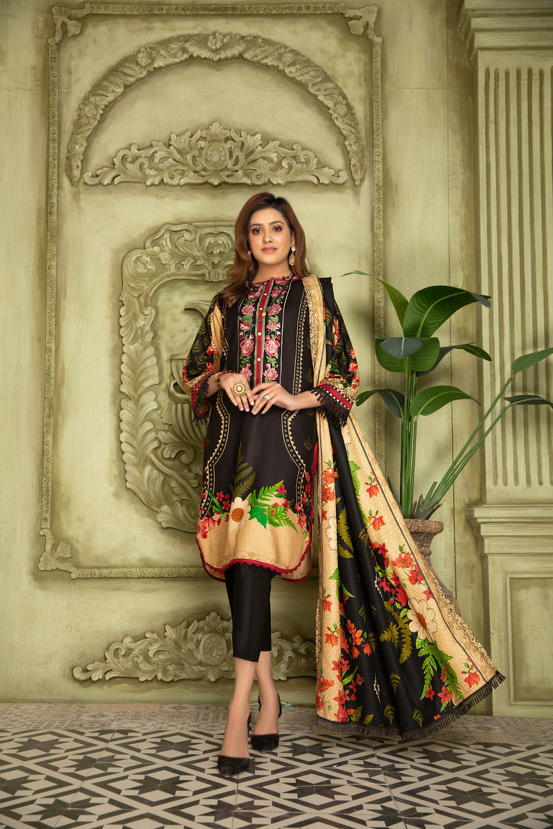 Winter Ready to Wear 3 Pcs Embroidered Dress by Aleezay 01