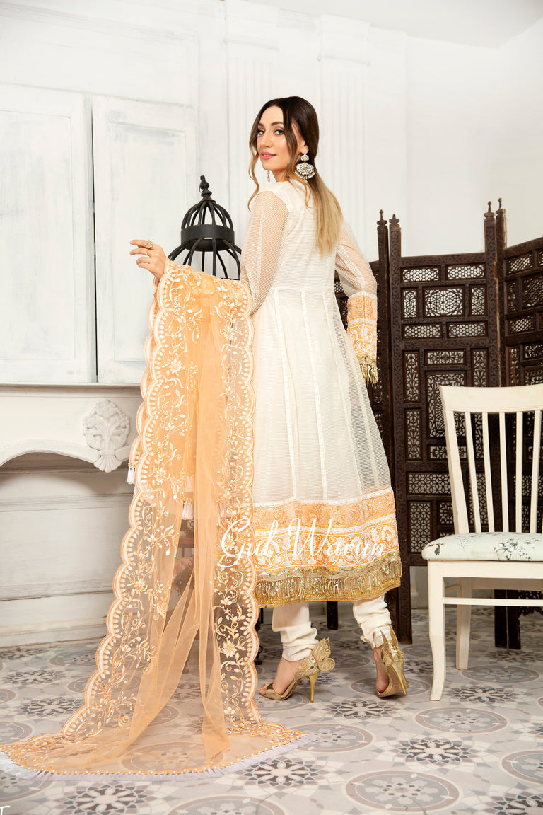 Gulwarun Ready to Wear Chiffon Embroidered Dress G14