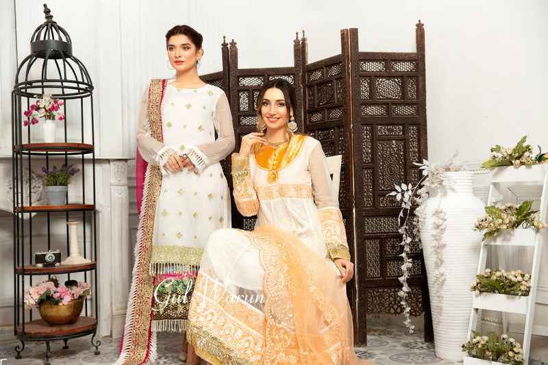 Gulwarun Ready to Wear Chiffon Embroidered Dress G14
