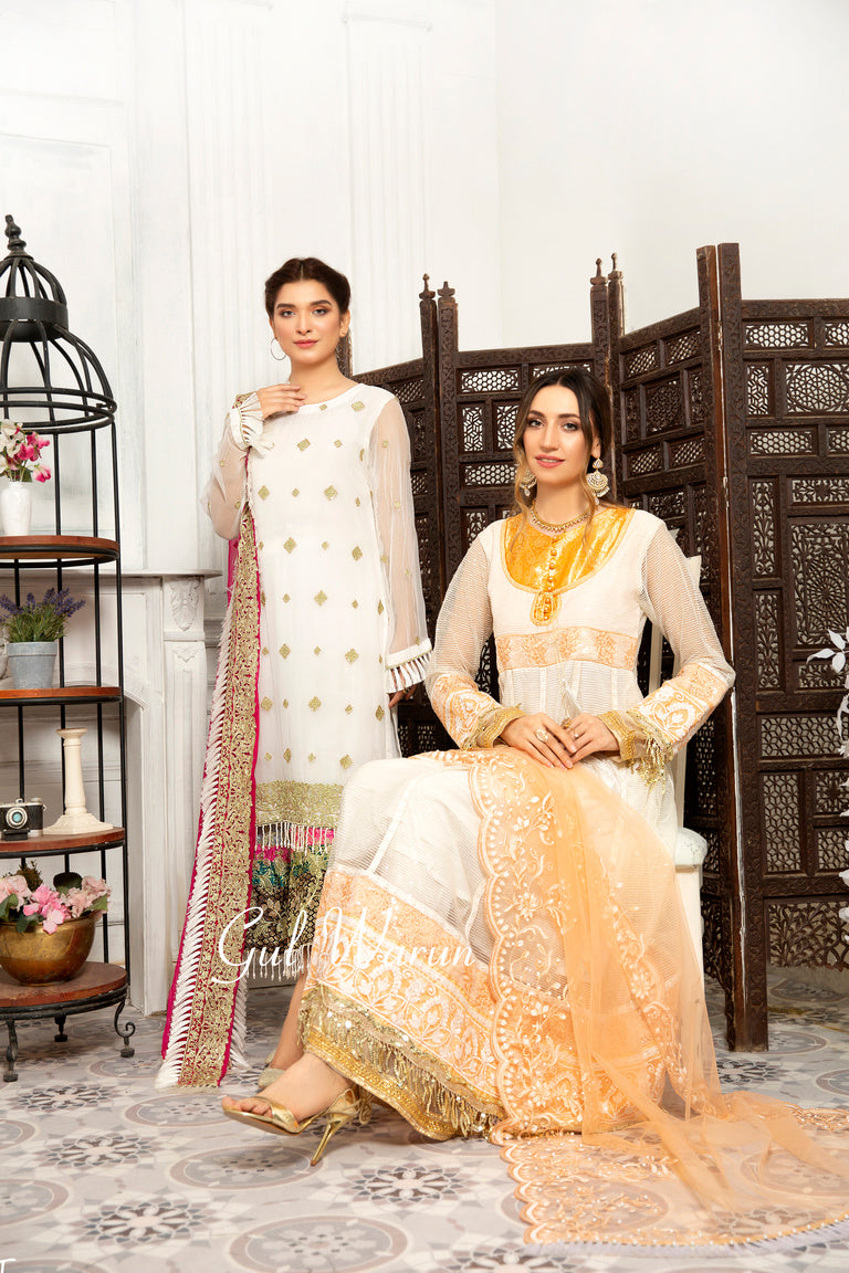Gulwarun Ready to Wear Chiffon Embroidered Dress G14