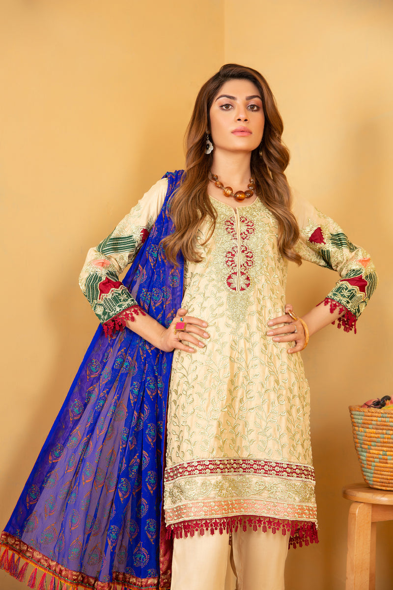 Gulwarun Ready to Wear 3 Pcs Embroiderd Linen Collection 10