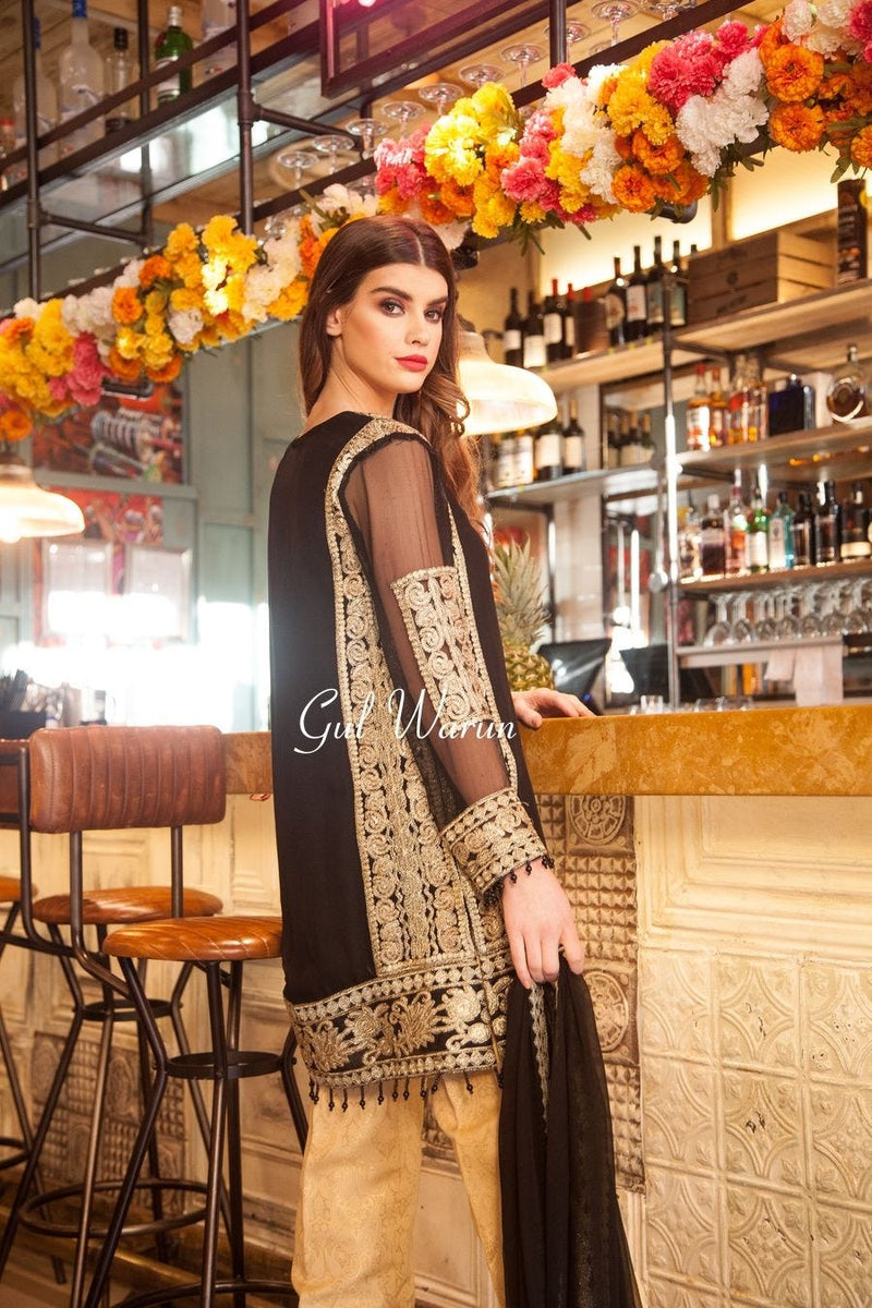 Black prestige Luxury Chiffon Dress by Gulwarun 01 Black prestige Luxury Chiffon Dress by Gulwarun 01