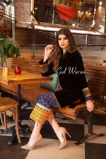 Velvet Ready to Wear Embroidered Dress by Gulwarun