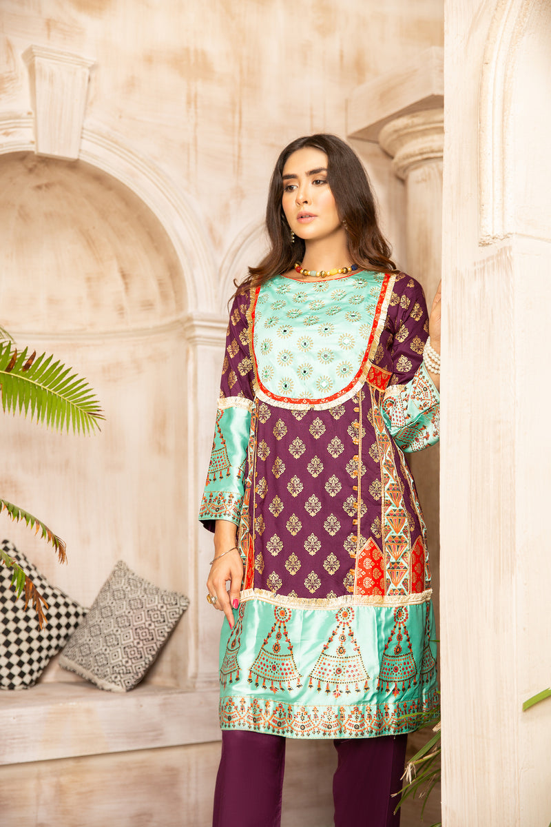 Ready to Wear Block Printed and Embroidered Dress by Sakeena Hasan 04