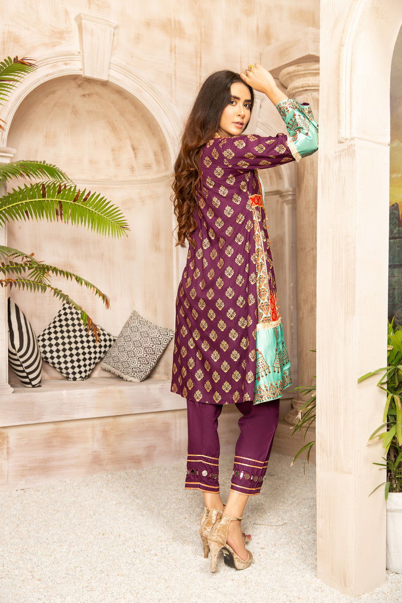 Ready to Wear Block Printed and Embroidered Dress by Sakeena Hasan 04