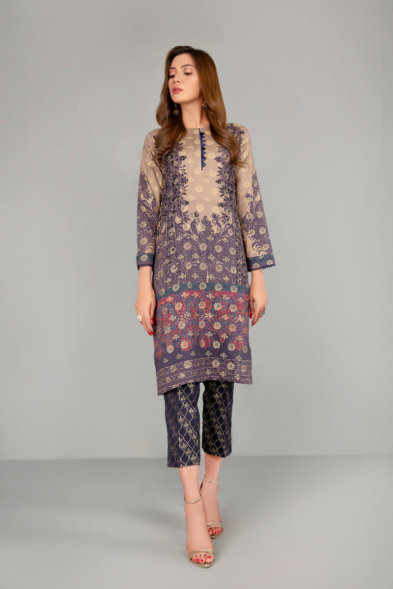 Jacquard Ready to Wear Handwork 2 Pcs Dress by Zaiwa 01