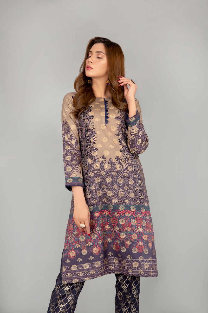 Jacquard Ready to Wear Handwork 2 Pcs Dress by Zaiwa 01