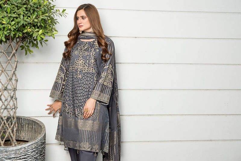 Jacquard Lawn Ready to Wear Dress by Zaiwa 06