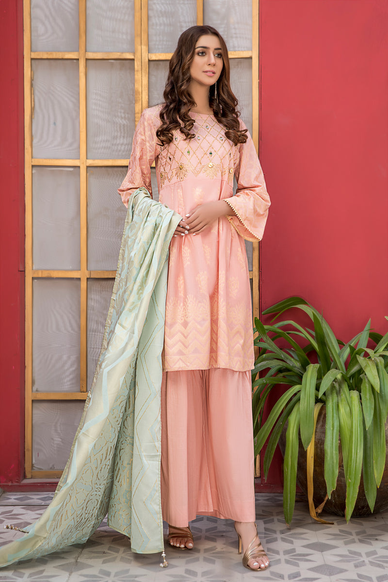 Jacquard Lawn Ready to Wear Dress with Handwork by Zaiwa 01