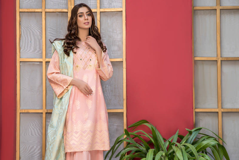 Jacquard Lawn Ready to Wear Dress with Handwork by Zaiwa 01