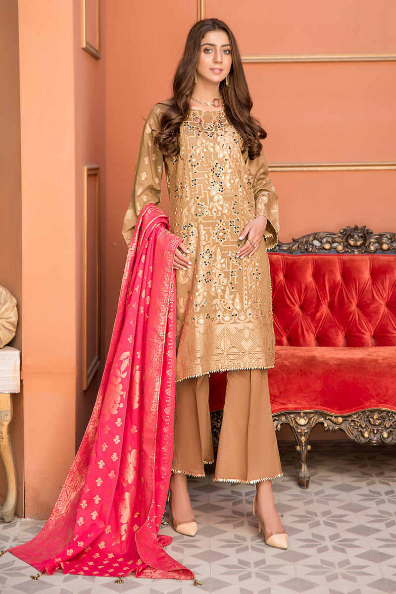Jacquard Lawn Ready to Wear Dress with Handwork by Zaiwa 13