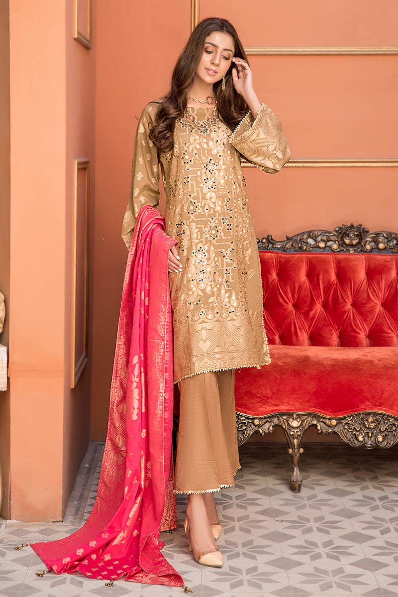 Jacquard Lawn Ready to Wear Dress with Handwork by Zaiwa 13